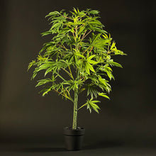Load image into Gallery viewer, Sugavision's SugaLush tree in pot side view. sugavision cannabis prop fake cannabis faux marijuana artificial hemp plant